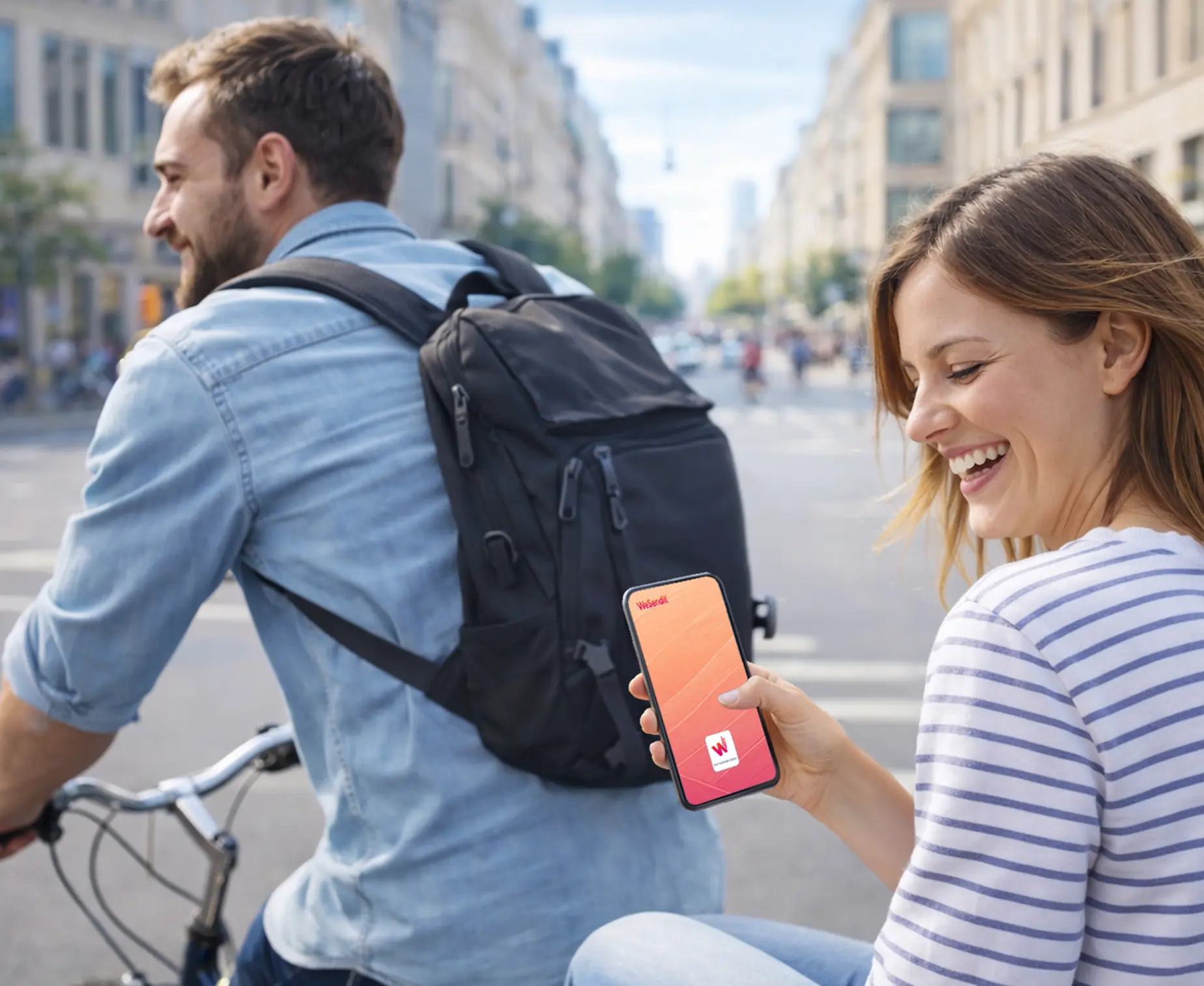 Person using WeSendit while traveling