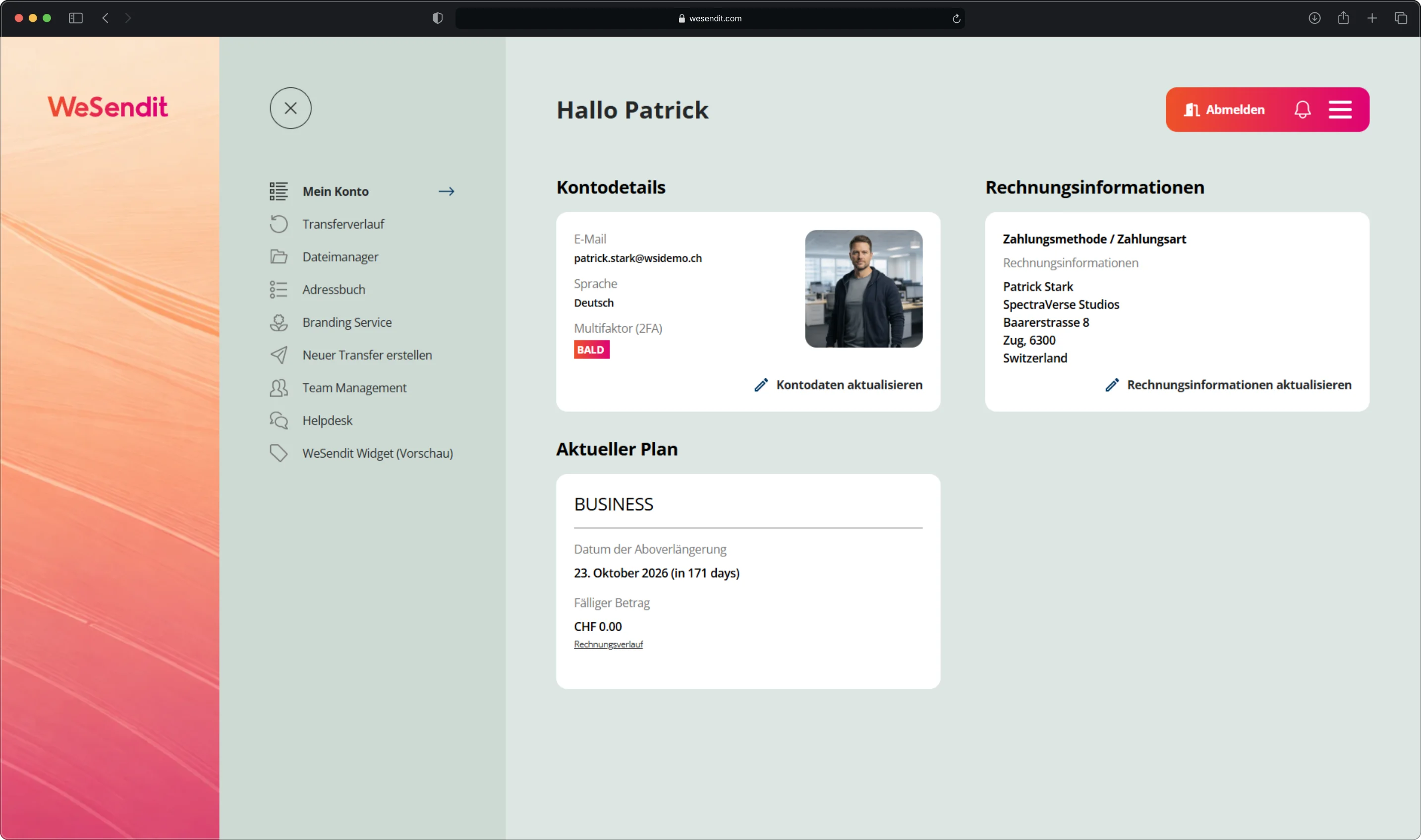 Account Settings Dashboard